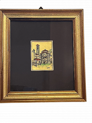 Quadro con litografia in foglia d’oro, anni ‘50