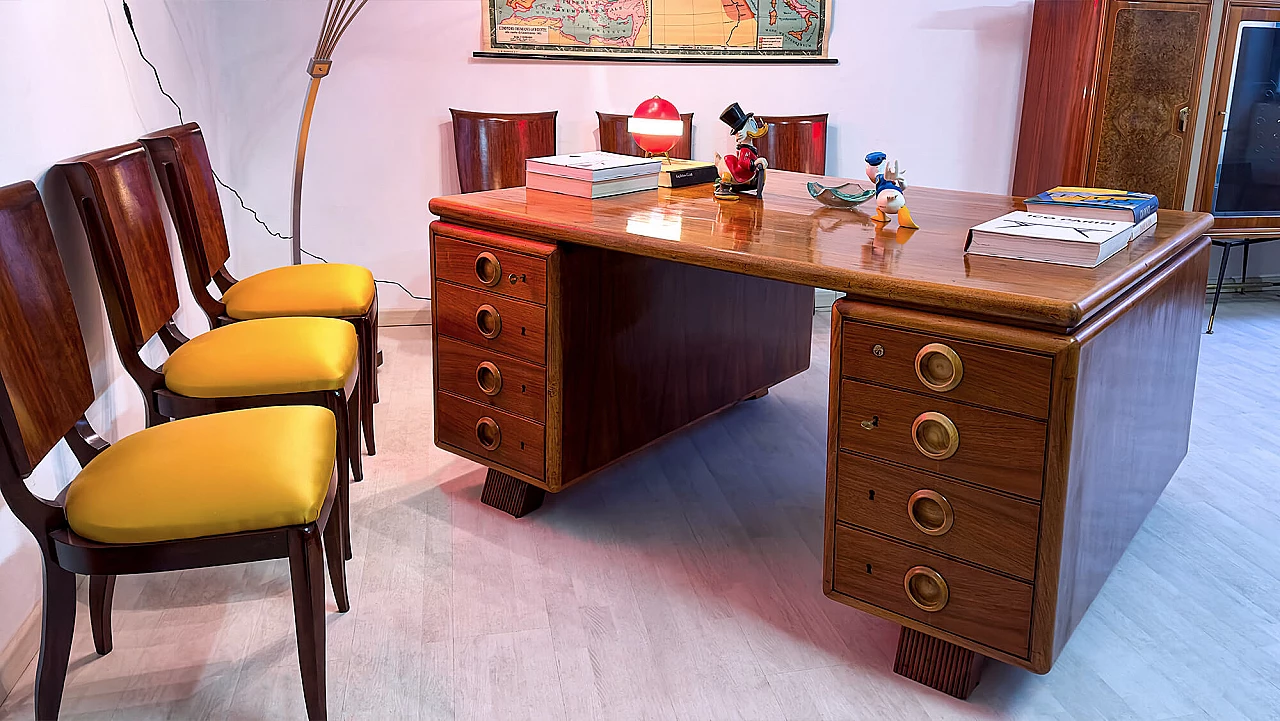 Double sided wood desk by Paolo Buffa, 1950s 21