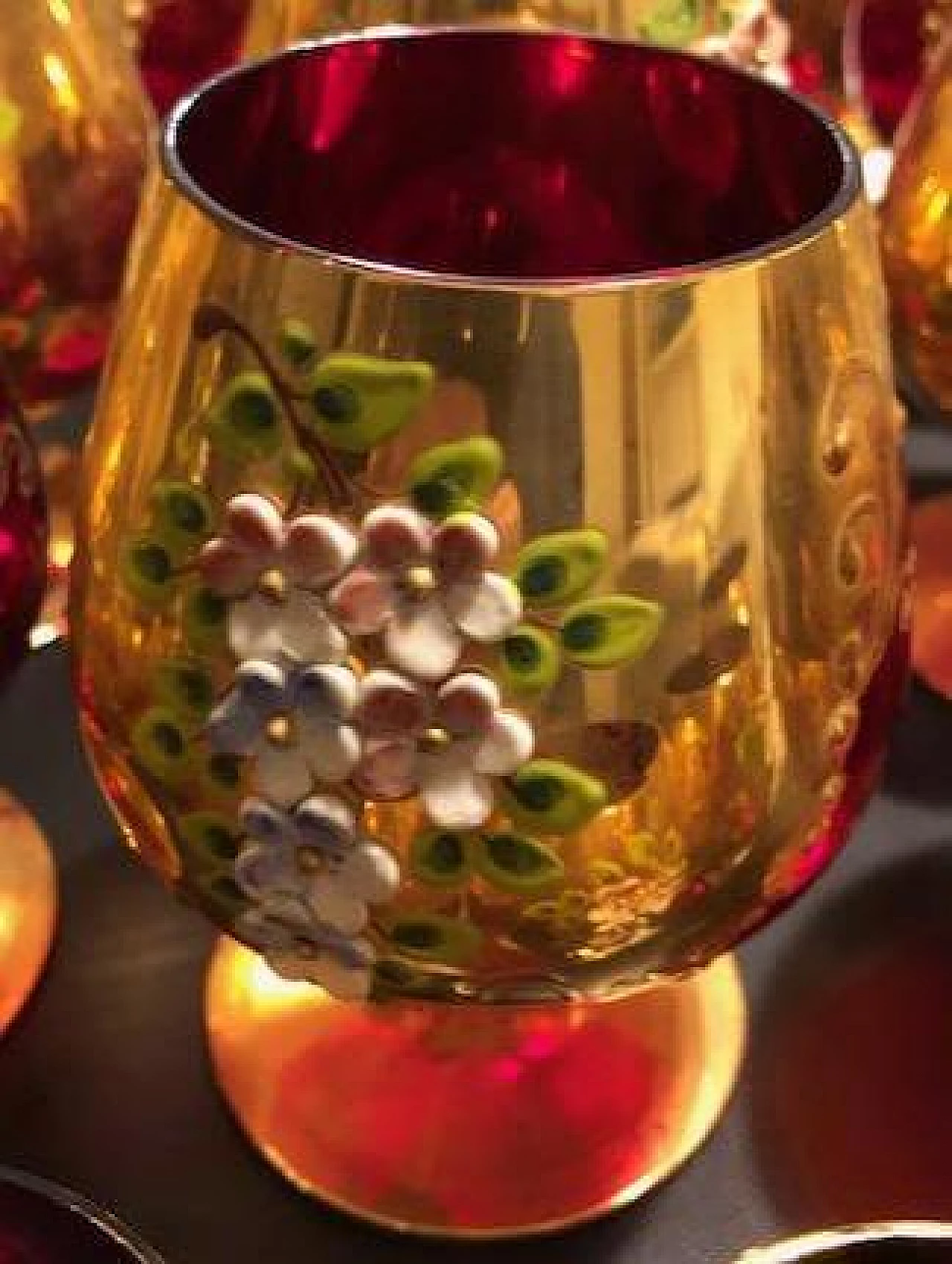 36 Glasses in three sizes decorated with relief flowers 10