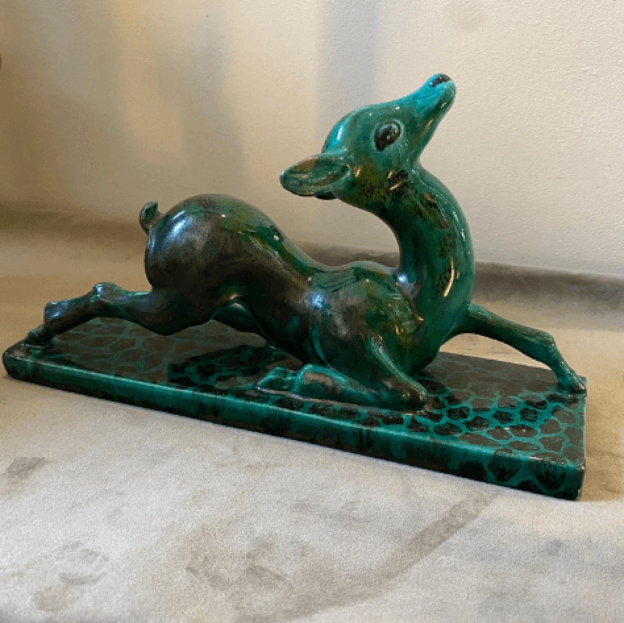 Egisto Fantechi, cerbiatto, scultura in ceramica, anni '30 2