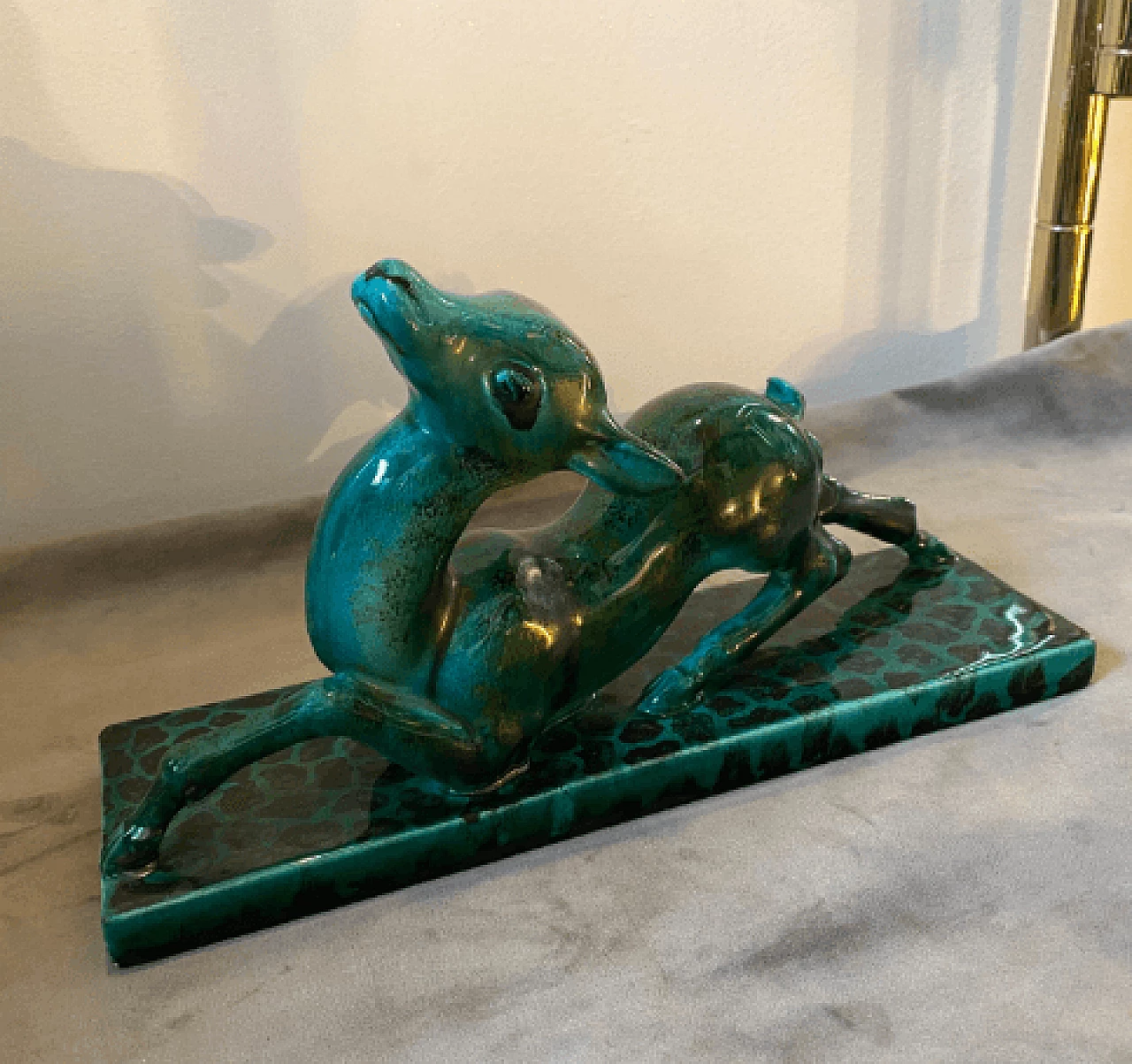 Egisto Fantechi, cerbiatto, scultura in ceramica, anni '30 5