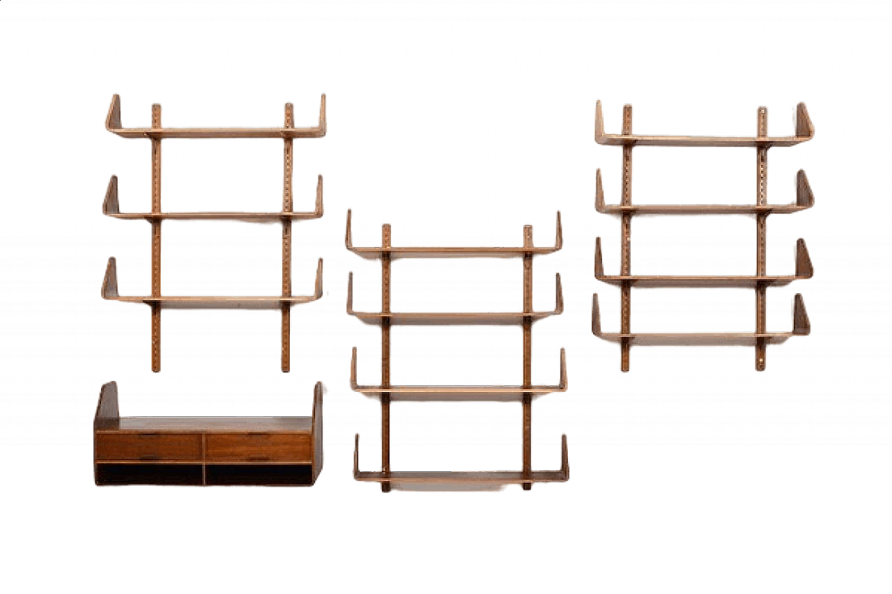 4 Teak shelf units, 1950s 15