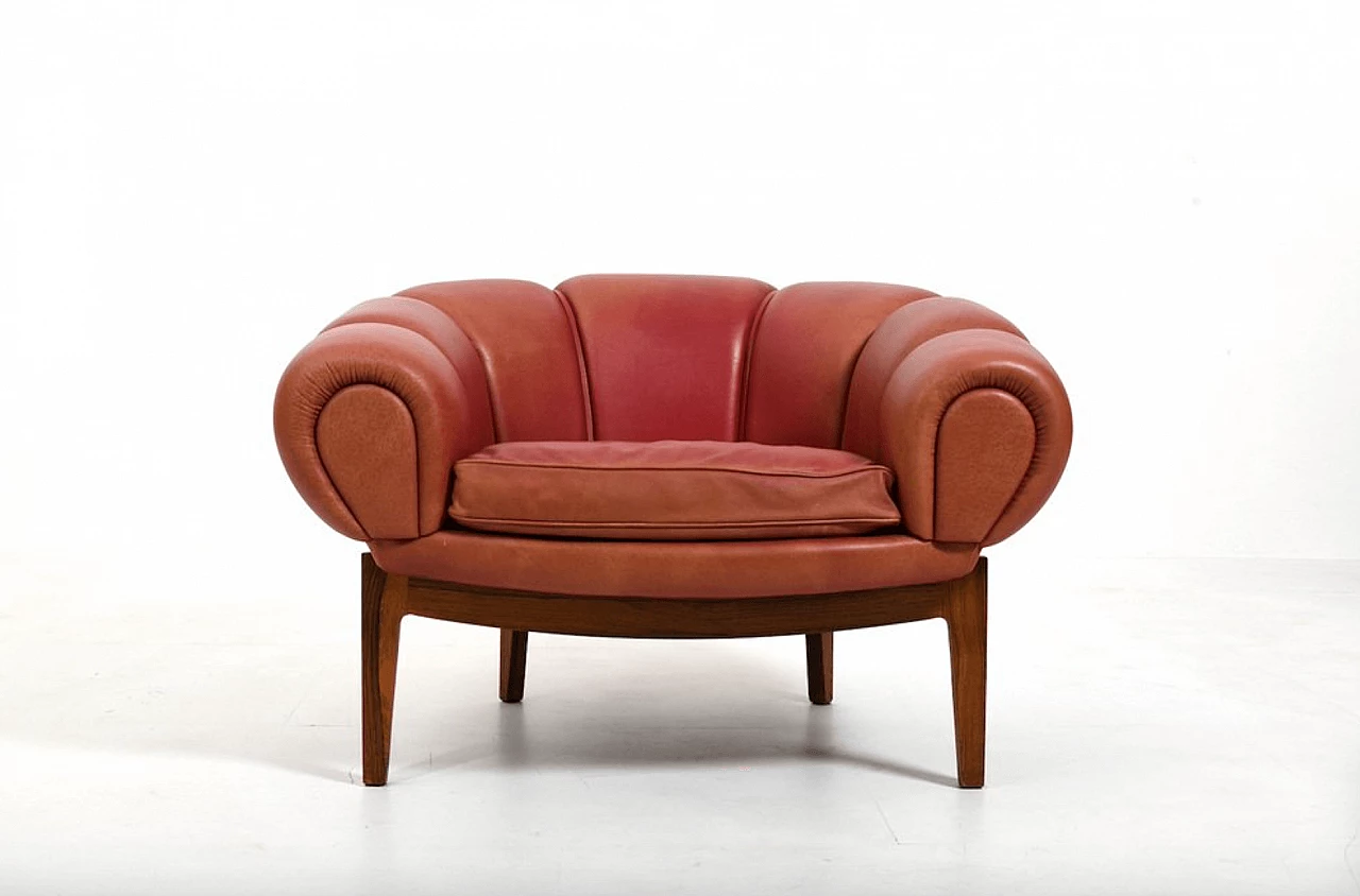 Poltrona Croissant di Illum Wikkelsø per Holger Christiansen, anni '50 12