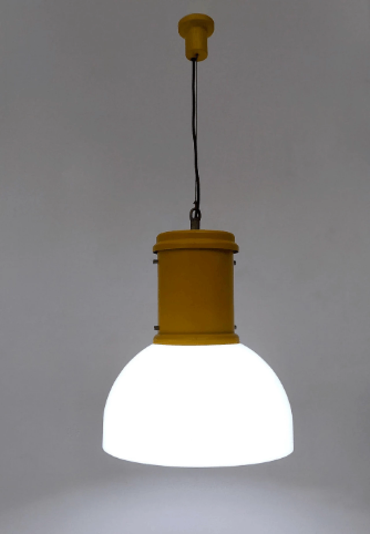 Yellow aluminum and plexiglass hanging lamp, 1970s 2