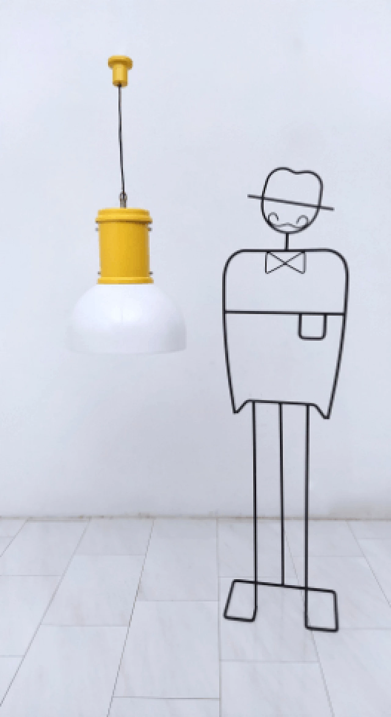 Yellow aluminum and plexiglass hanging lamp, 1970s 3