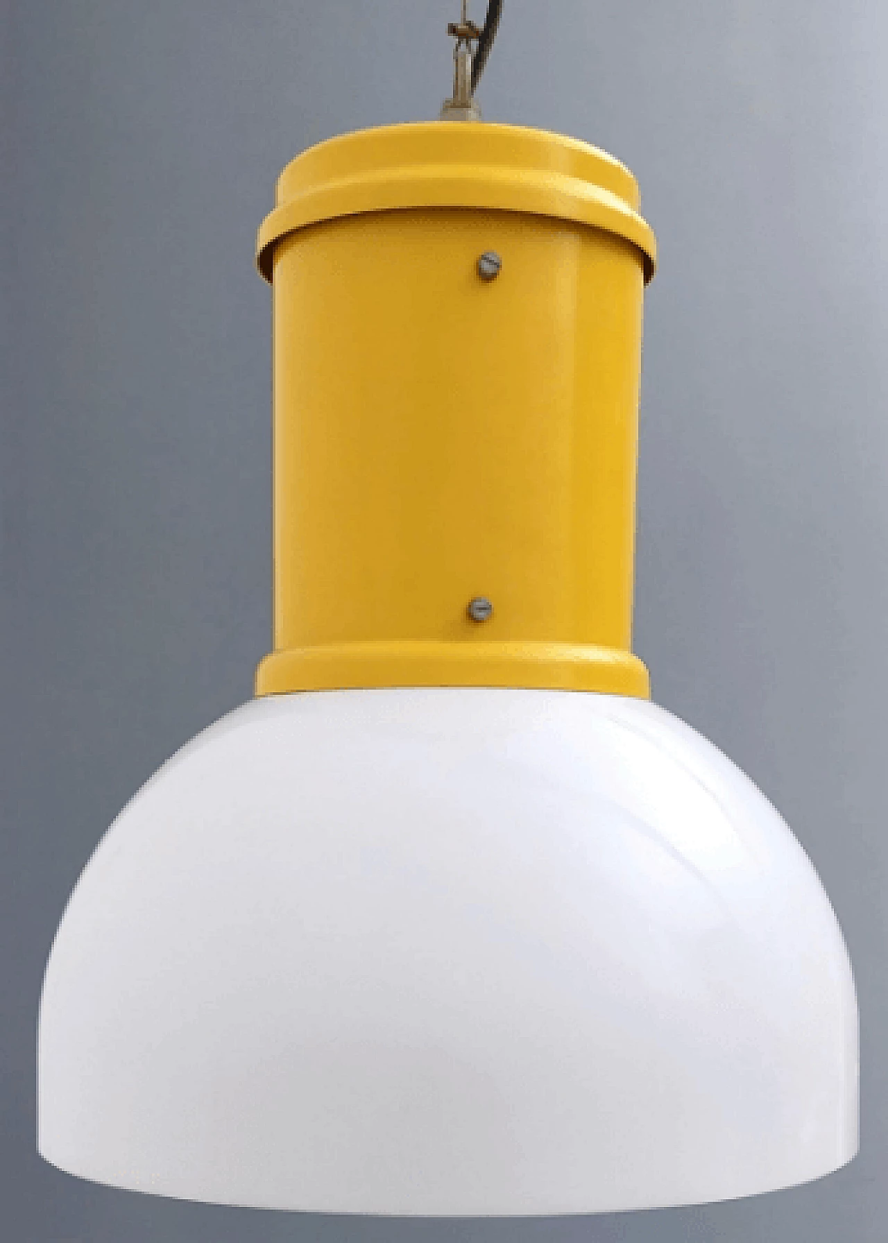 Yellow aluminum and plexiglass hanging lamp, 1970s 4