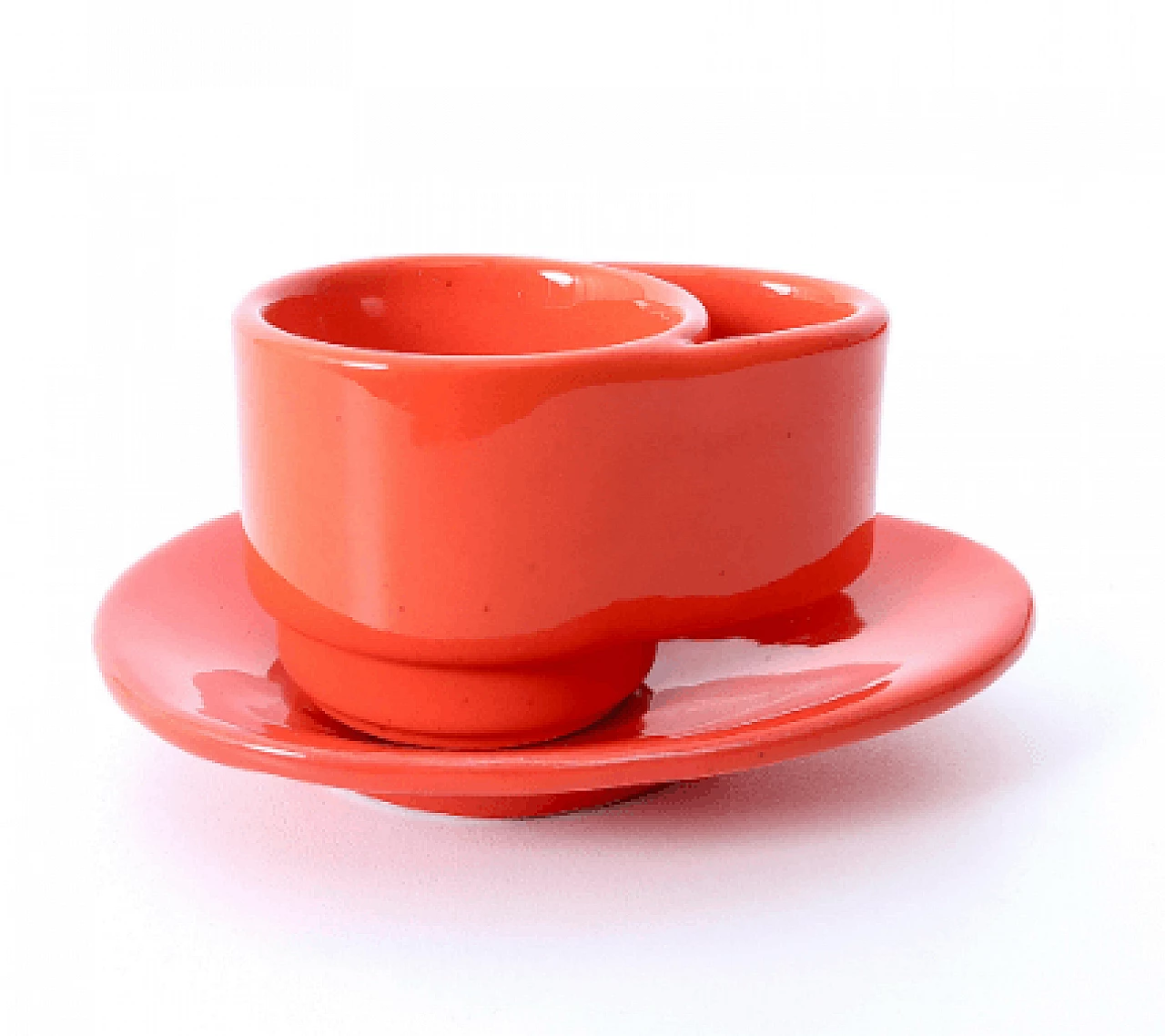 Red lacquered ceramic coffee service by Parravicini, 1970s 6
