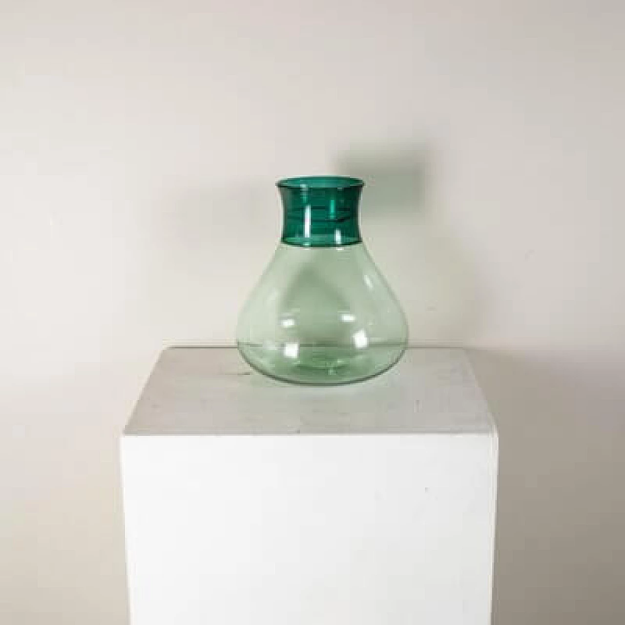 Green Murano glass vase by Venini, 1970s 4
