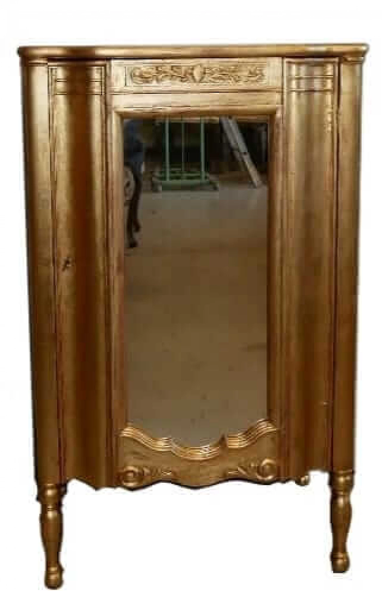 Credenza con specchio in legno dorato, anni '30 14