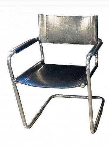 Metal and leather MG5 armchair by Matteo Grassi, 1990s