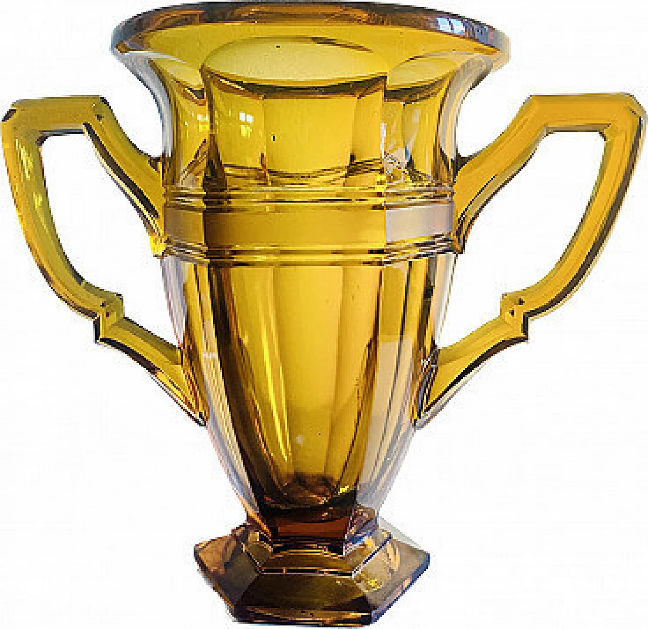 Art Deco amber glass double handle vase, 1930s 1