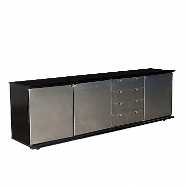 Sideboard in lacquered wood and chromed aluminum, 1970s