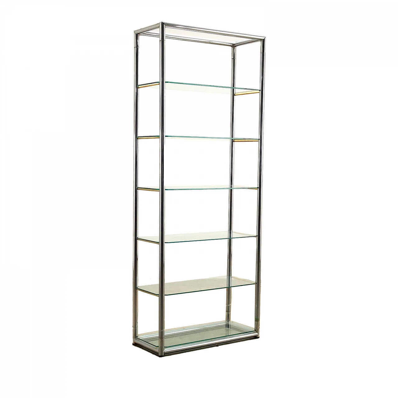 Bookcase in glass and metal, 1970s 1