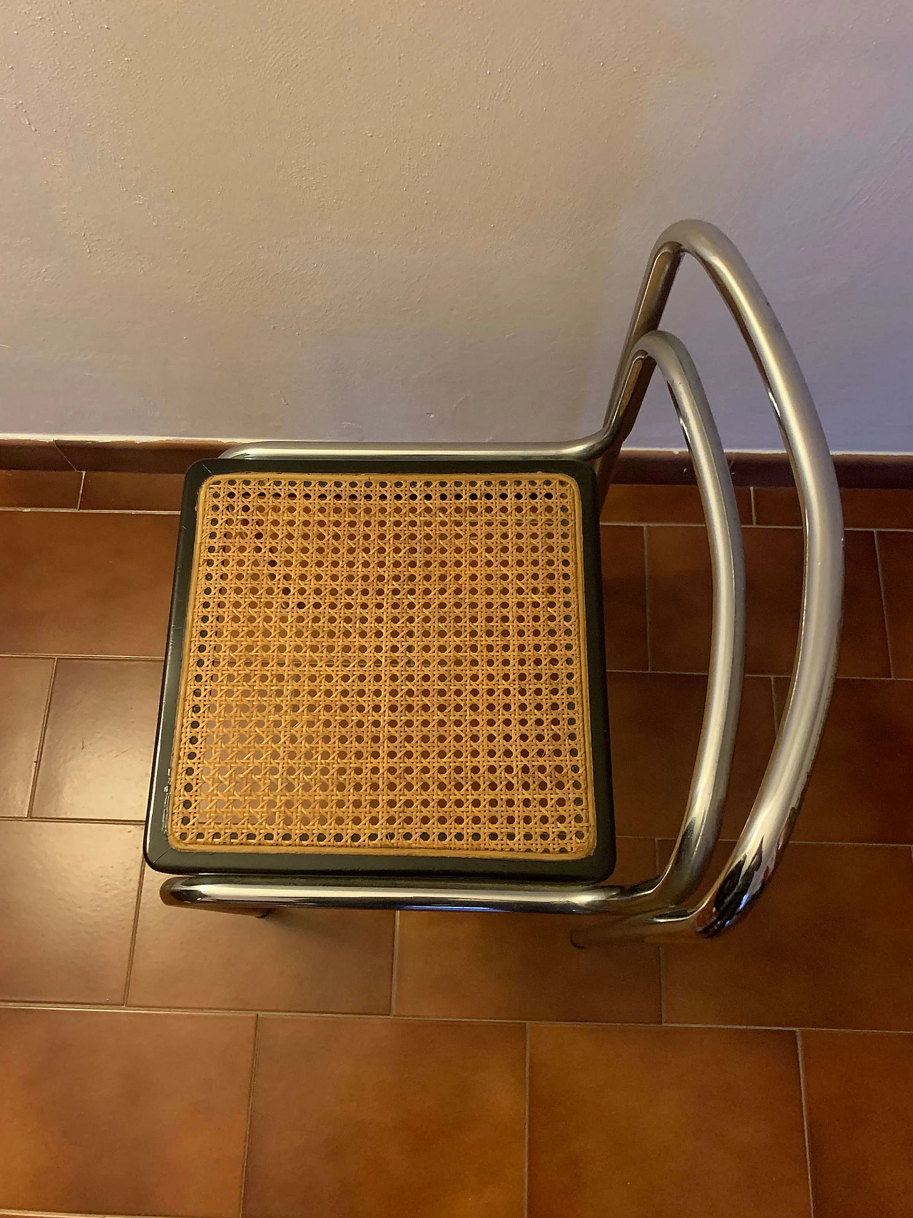 6 Sedie in acciaio e paglia di Vienna, anni '70 3