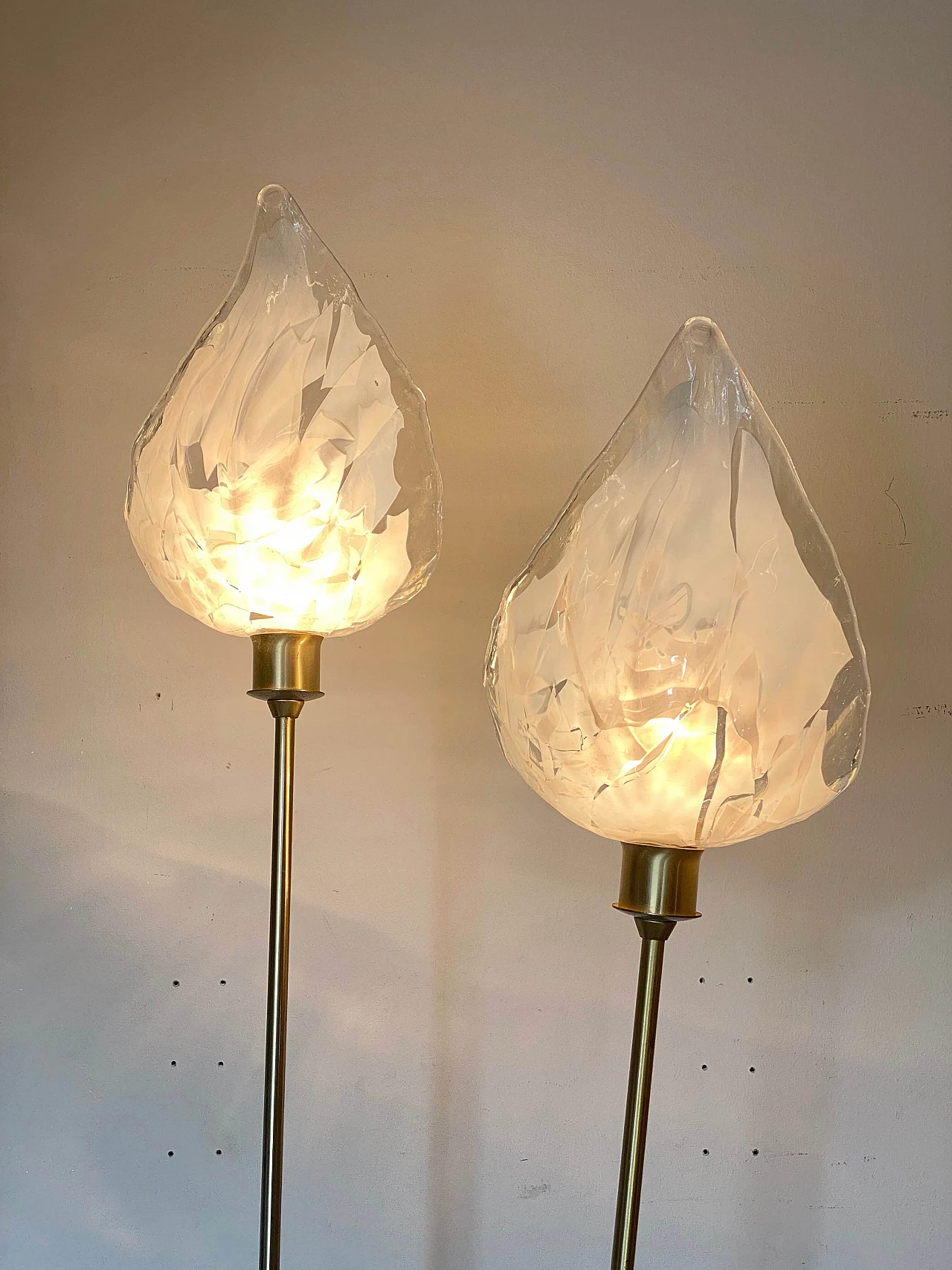 Brass and glass floor lamp by La Murrina, 1980s 1