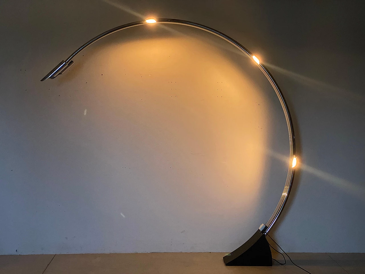 Steel and cast iron arched floor lamp by Goffredo Reggiani, 1970s 3
