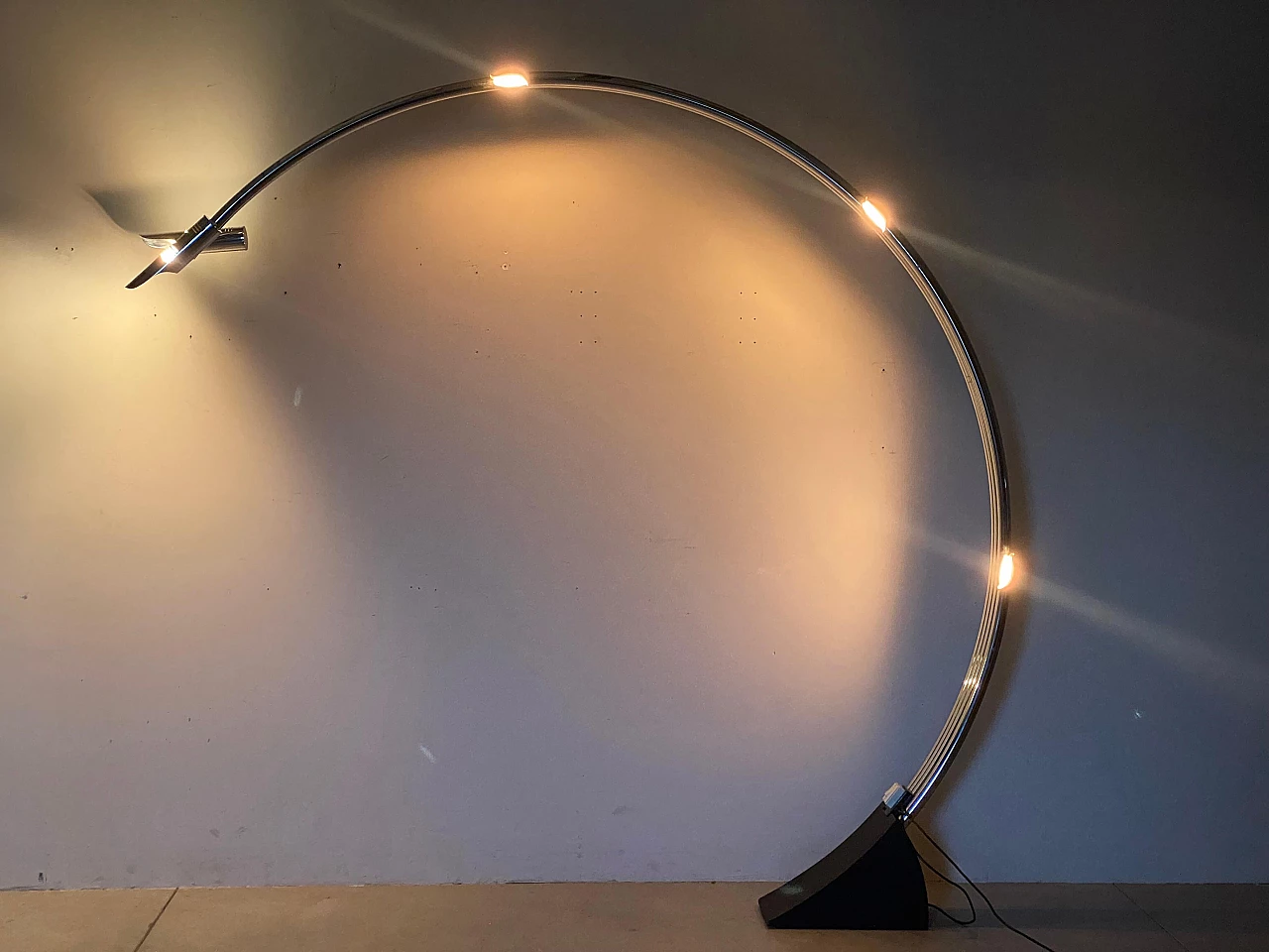 Steel and cast iron arched floor lamp by Goffredo Reggiani, 1970s 9