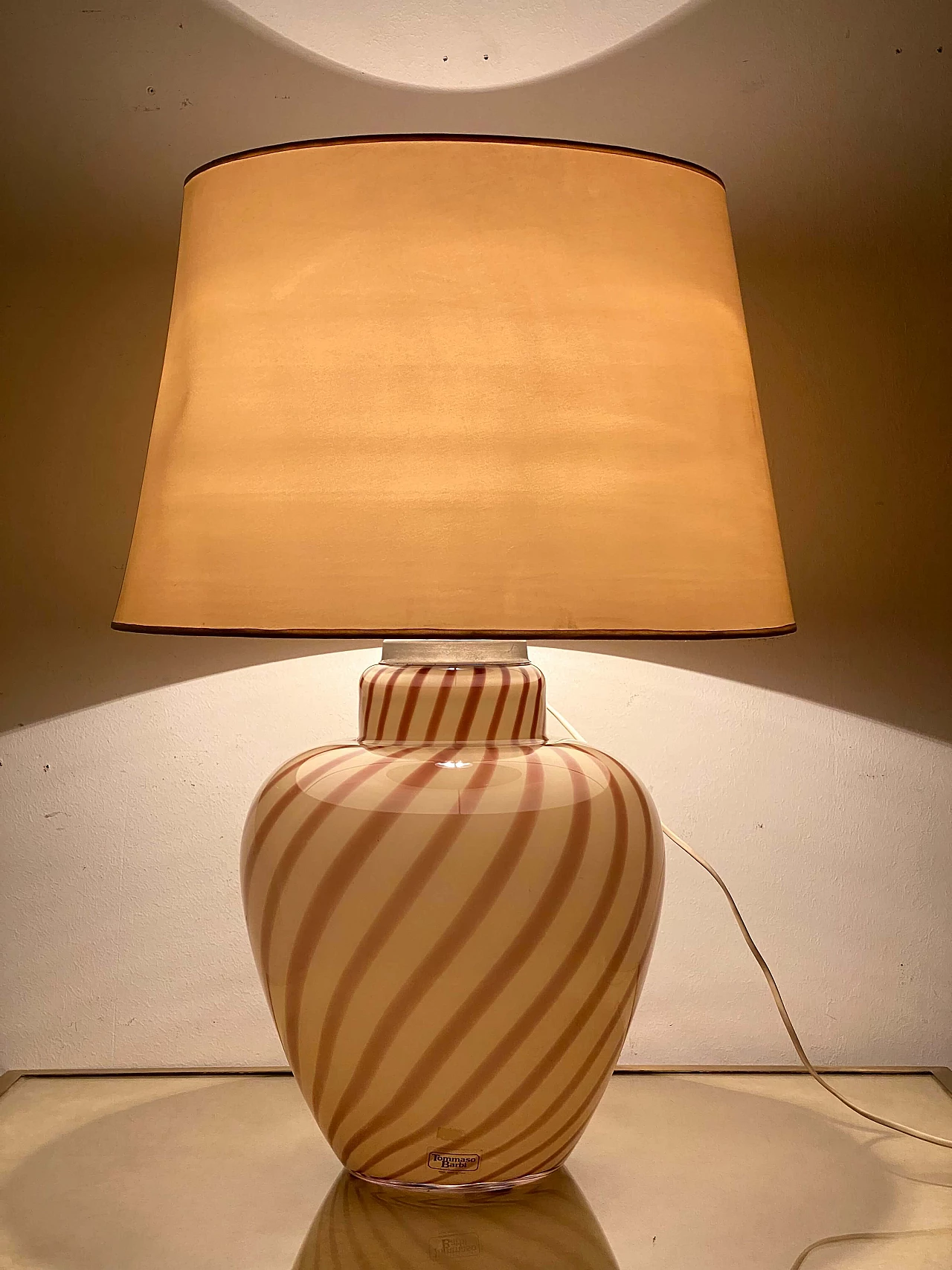Lampada da tavolo con base in vetro di Tommaso Barbi, anni '70 2