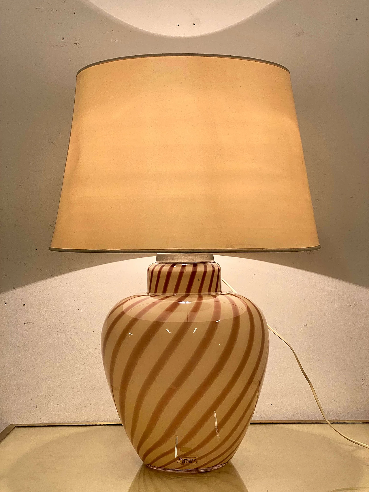 Lampada da tavolo con base in vetro di Tommaso Barbi, anni '70 3