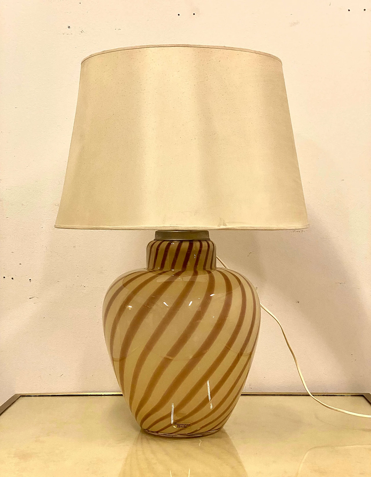 Lampada da tavolo con base in vetro di Tommaso Barbi, anni '70 4