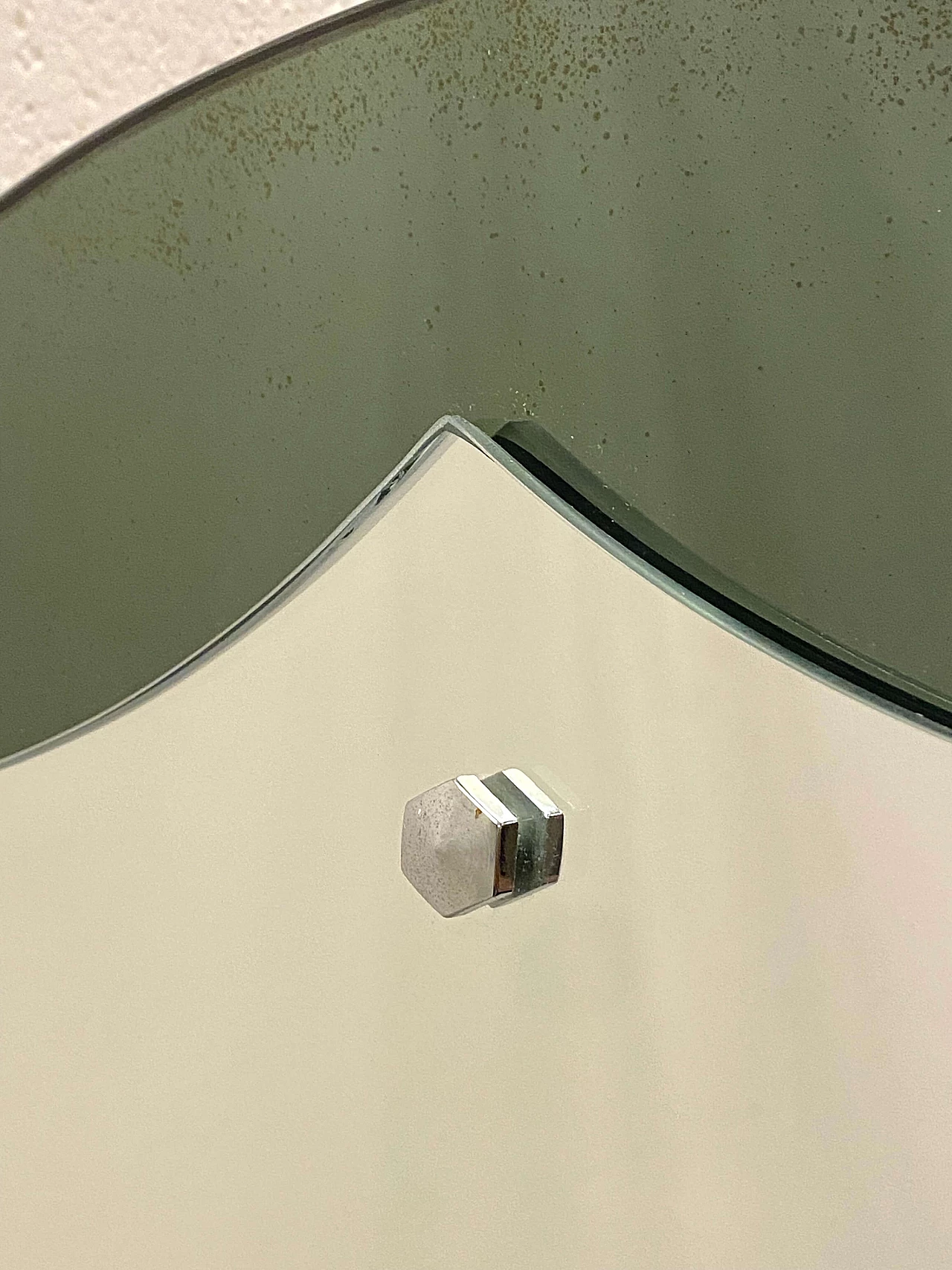 Specchio rotondo con cornice in vetro verde, anni '70 6
