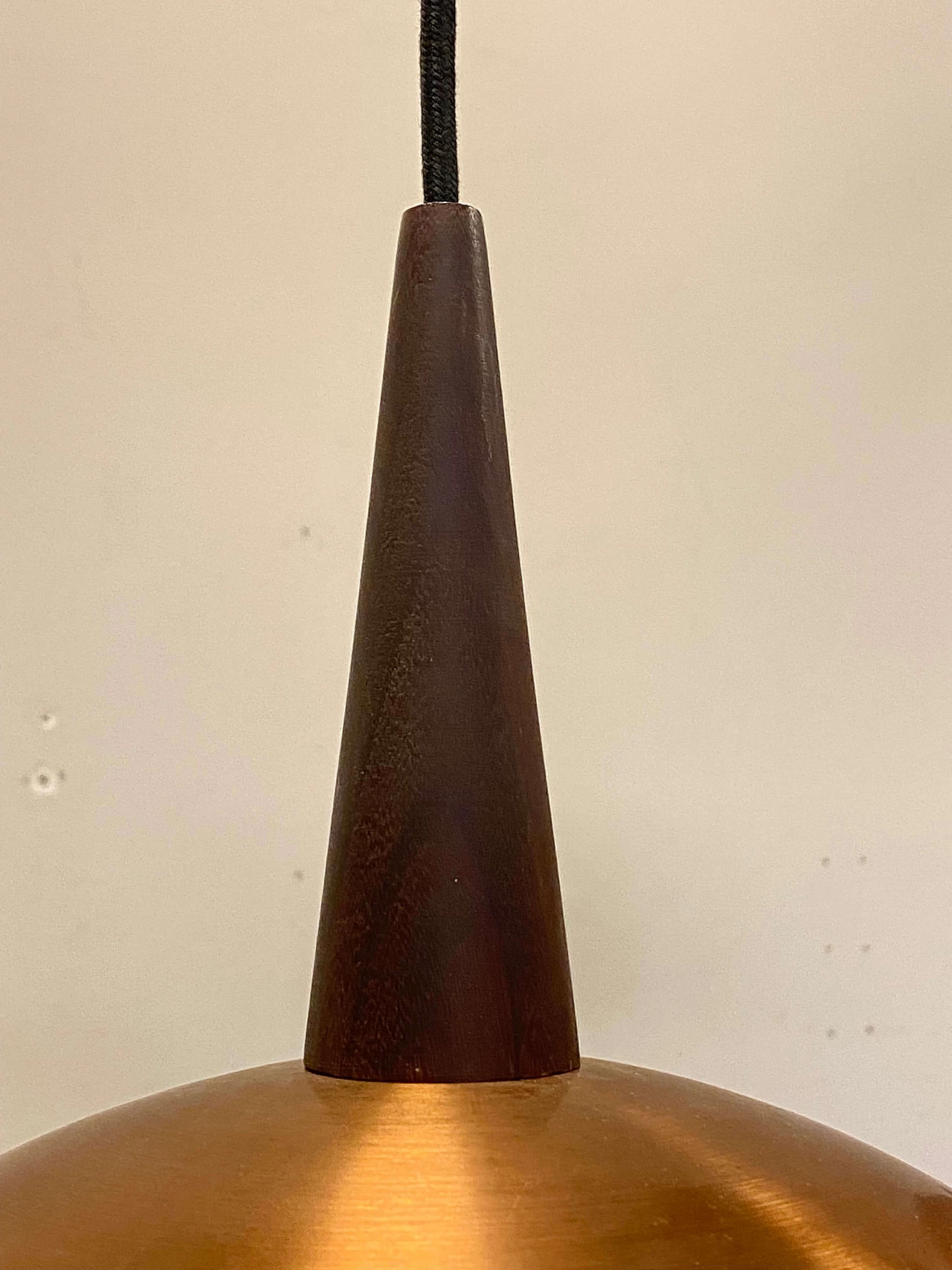 Two-light copper and wood chandelier, 1960s 6