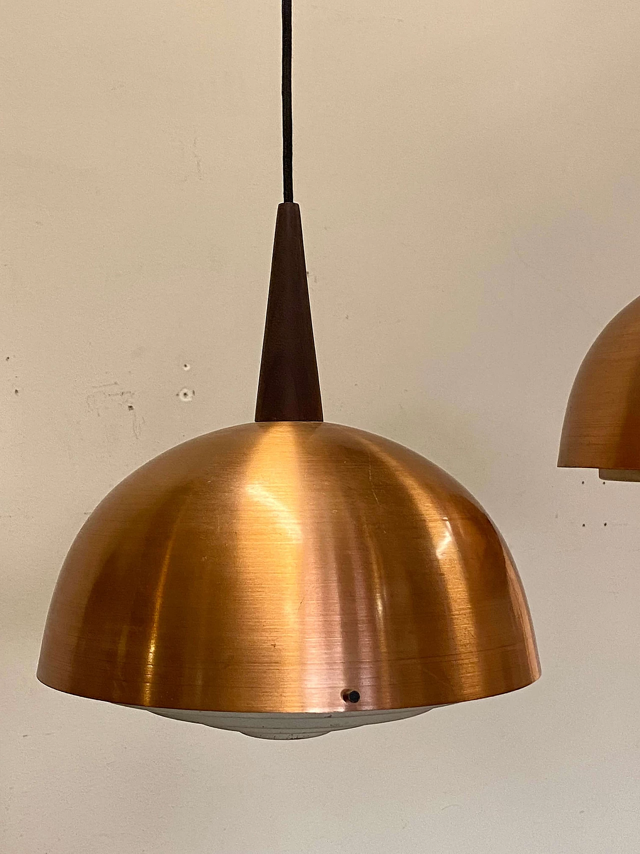 Two-light copper and wood chandelier, 1960s 14