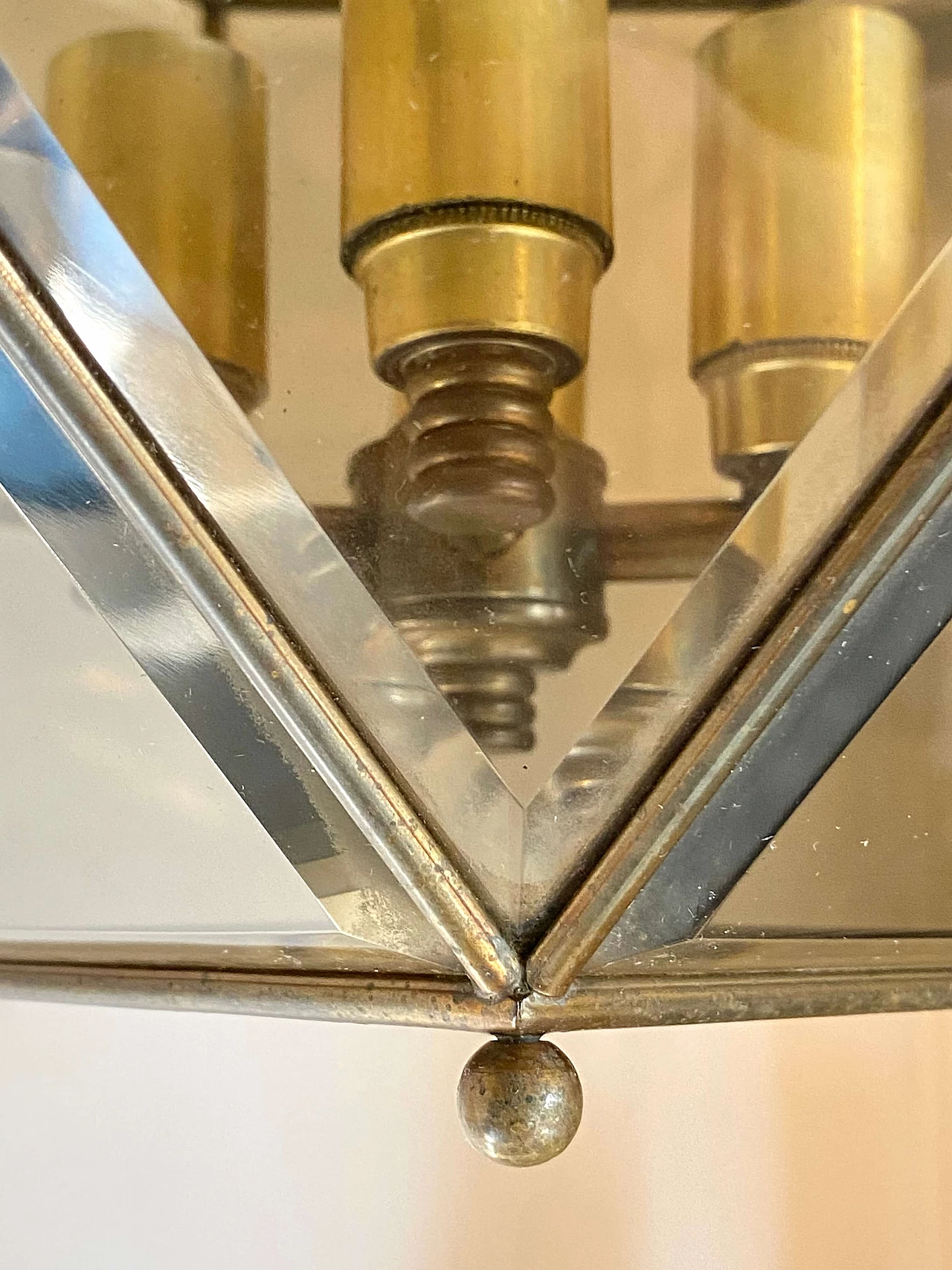 Cut smoked glass hanging lamp, 1970s 3