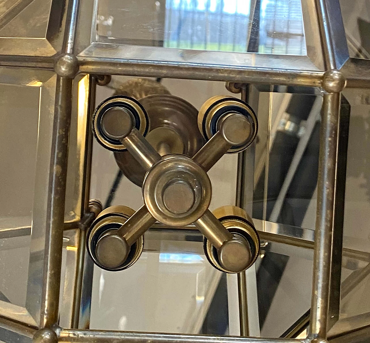 Cut smoked glass hanging lamp, 1970s 4