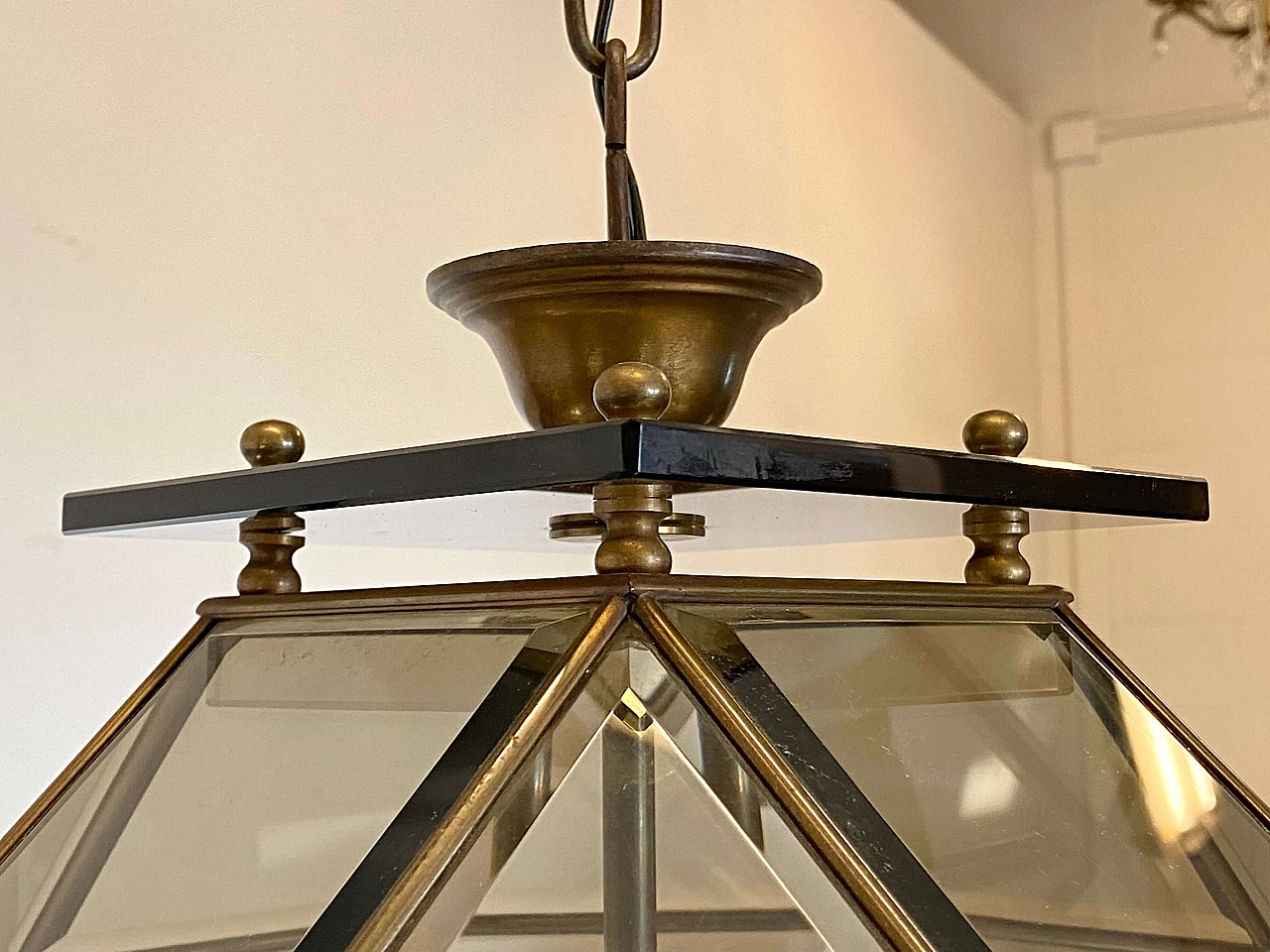 Cut smoked glass hanging lamp, 1970s 5