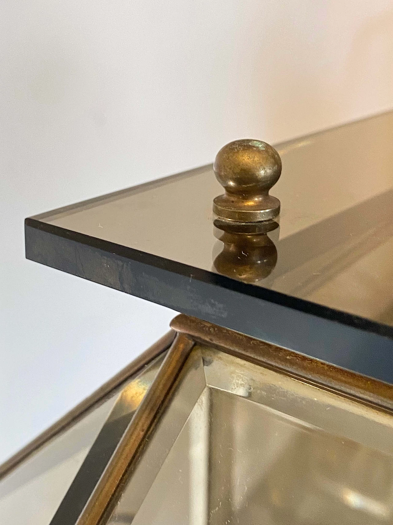 Cut smoked glass hanging lamp, 1970s 6