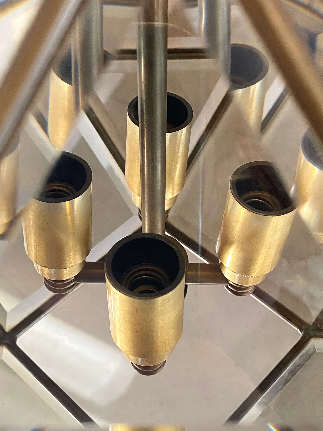 Cut smoked glass hanging lamp, 1970s 10