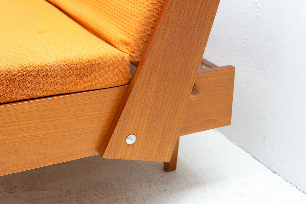Divano letto pieghevole in faggio impiallacciato, anni '60 12