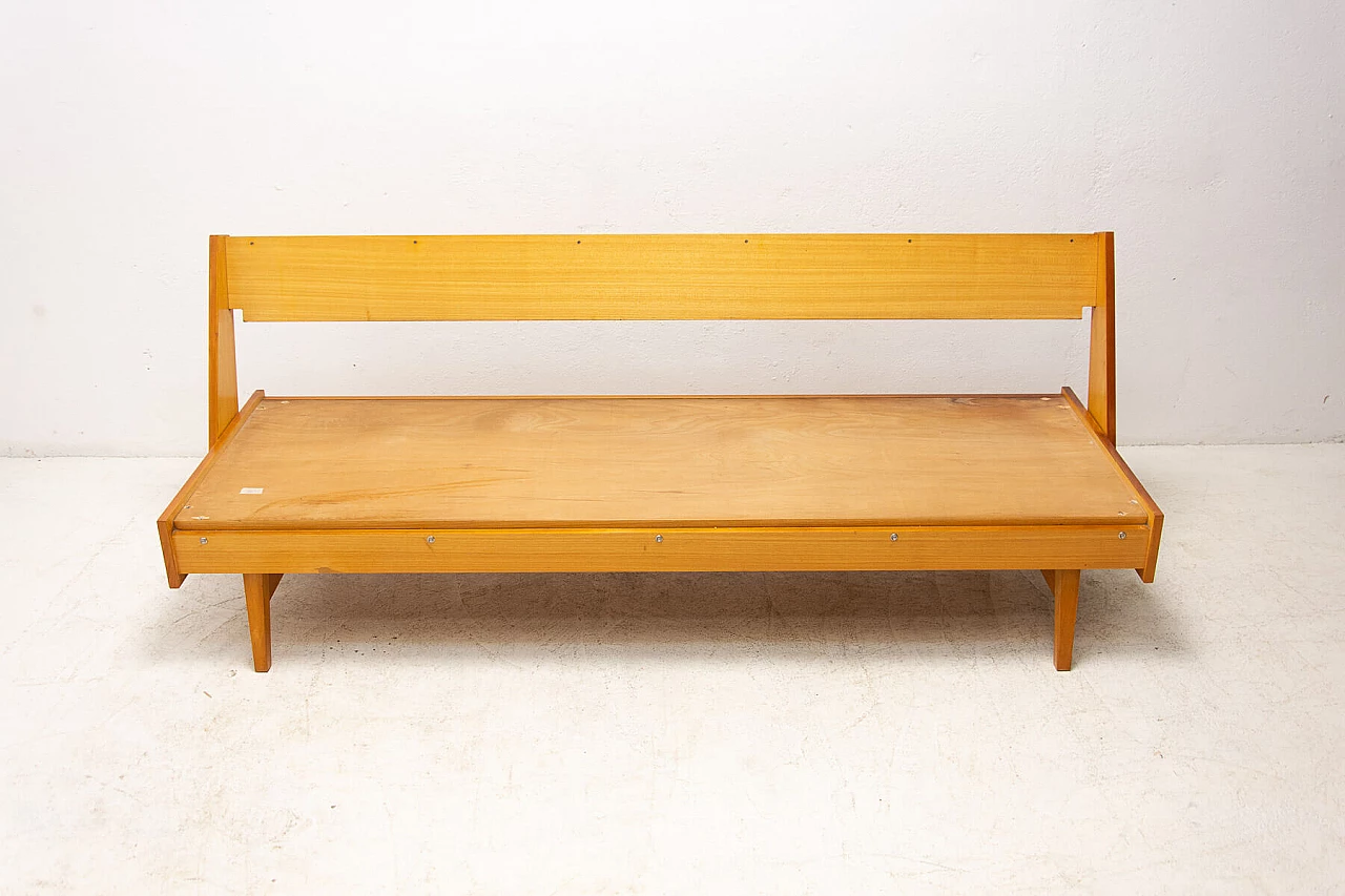 Divano letto pieghevole in faggio impiallacciato, anni '60 20