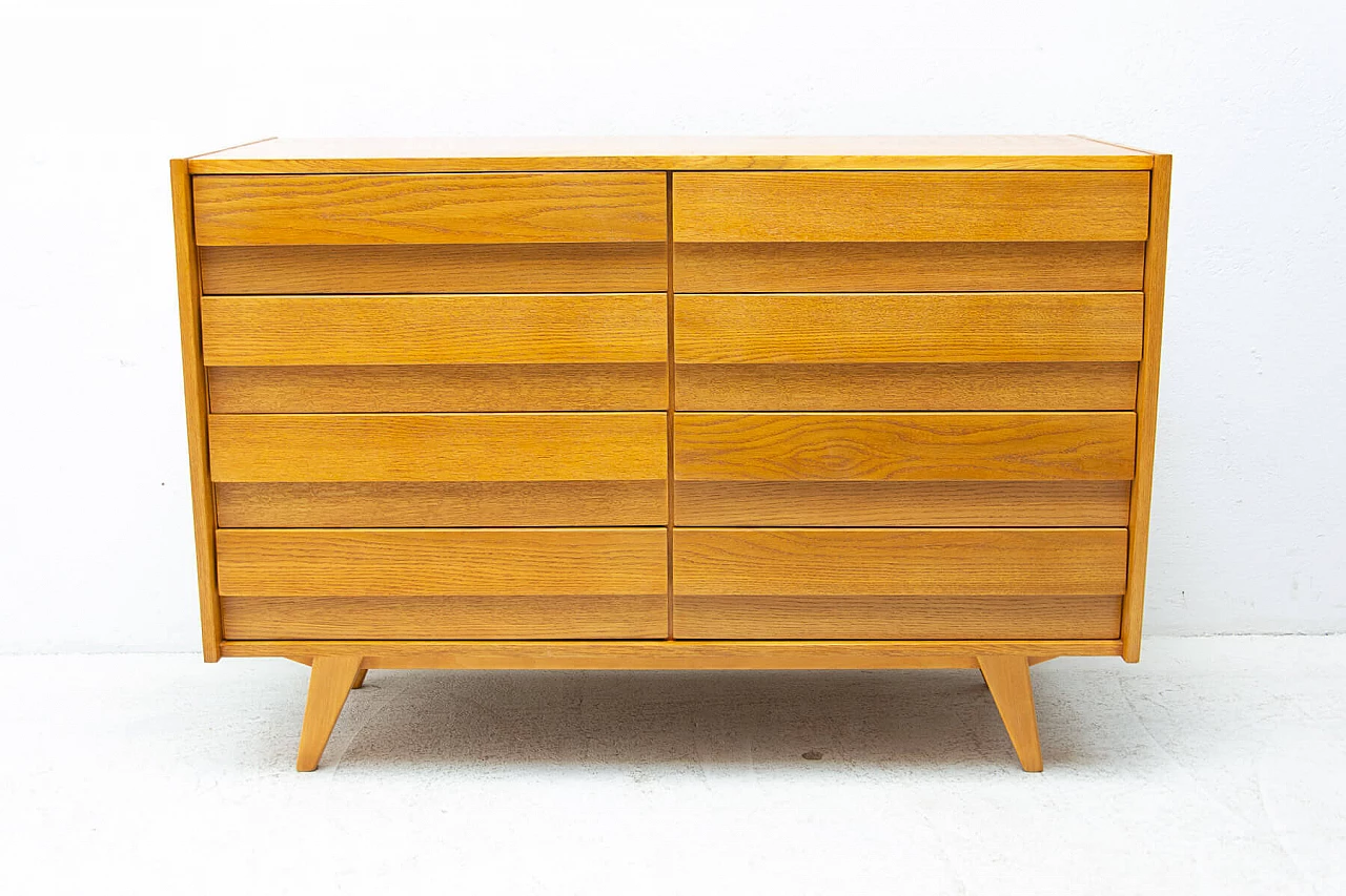 U-453 oak and plywood chest of drawers by Jiri Jiroutek for Interiér Praha, 1960s 11