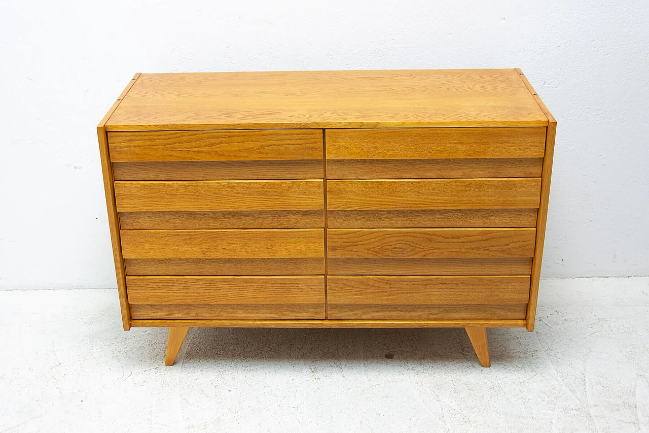 U-453 oak and plywood chest of drawers by Jiri Jiroutek for Interiér Praha, 1960s 12