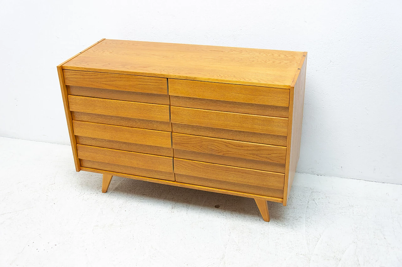 U-453 oak and plywood chest of drawers by Jiri Jiroutek for Interiér Praha, 1960s 13
