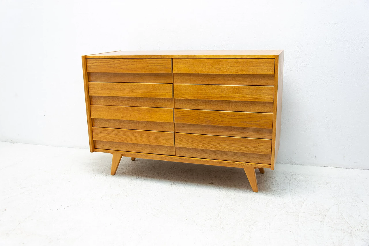 U-453 oak and plywood chest of drawers by Jiri Jiroutek for Interiér Praha, 1960s 14