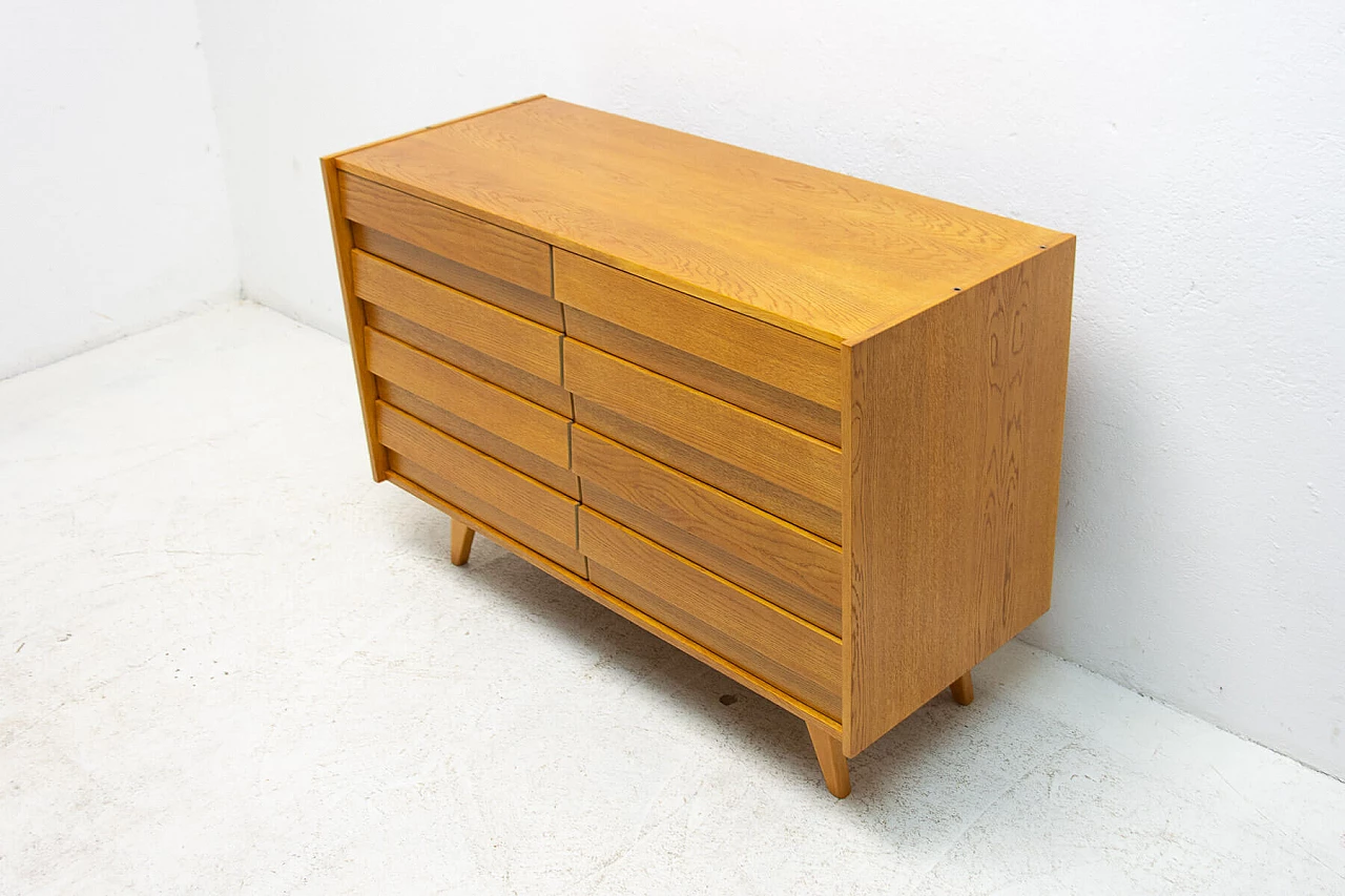 U-453 oak and plywood chest of drawers by Jiri Jiroutek for Interiér Praha, 1960s 15