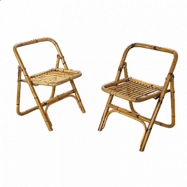 Coppia di sedie pieghevoli in bambù di Dal Vera, anni '60