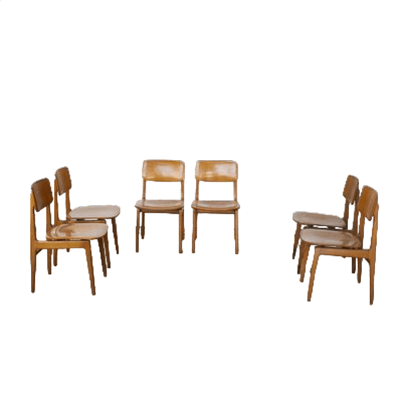 6 Chairs in maple by Anonima Castelli for SIP, 1960s 8