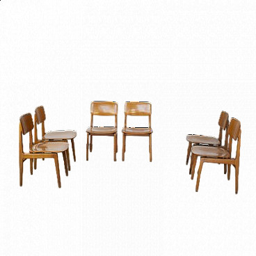 6 Chairs in maple by Anonima Castelli for SIP, 1960s