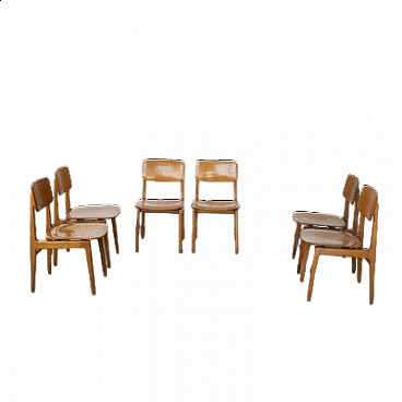 6 Chairs in maple by Anonima Castelli for SIP, 1960s