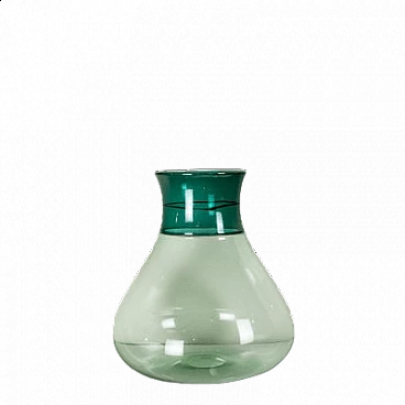 Vaso in vetro di Murano verde di Venini, anni '70