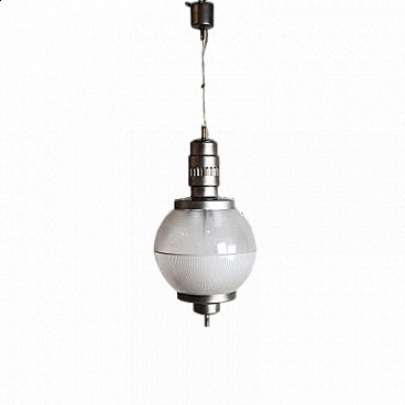 Lampada a sospensione in alluminio e vetro di Sergio Mazza, anni '60