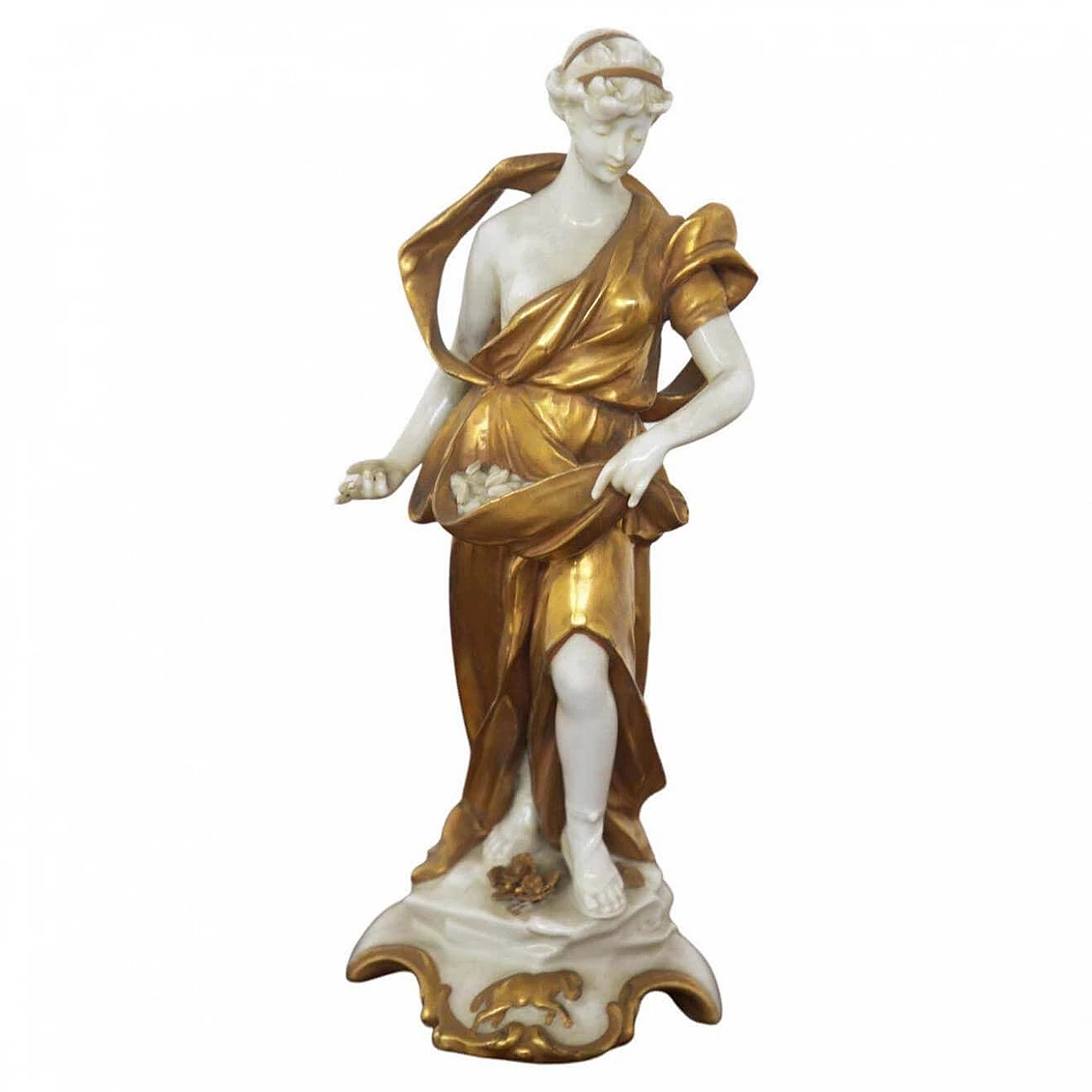 Aries statuette in gilded Capodimonte ceramic, early 20th century 1