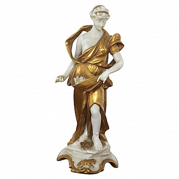 Aries statuette in gilded Capodimonte ceramic, early 20th century