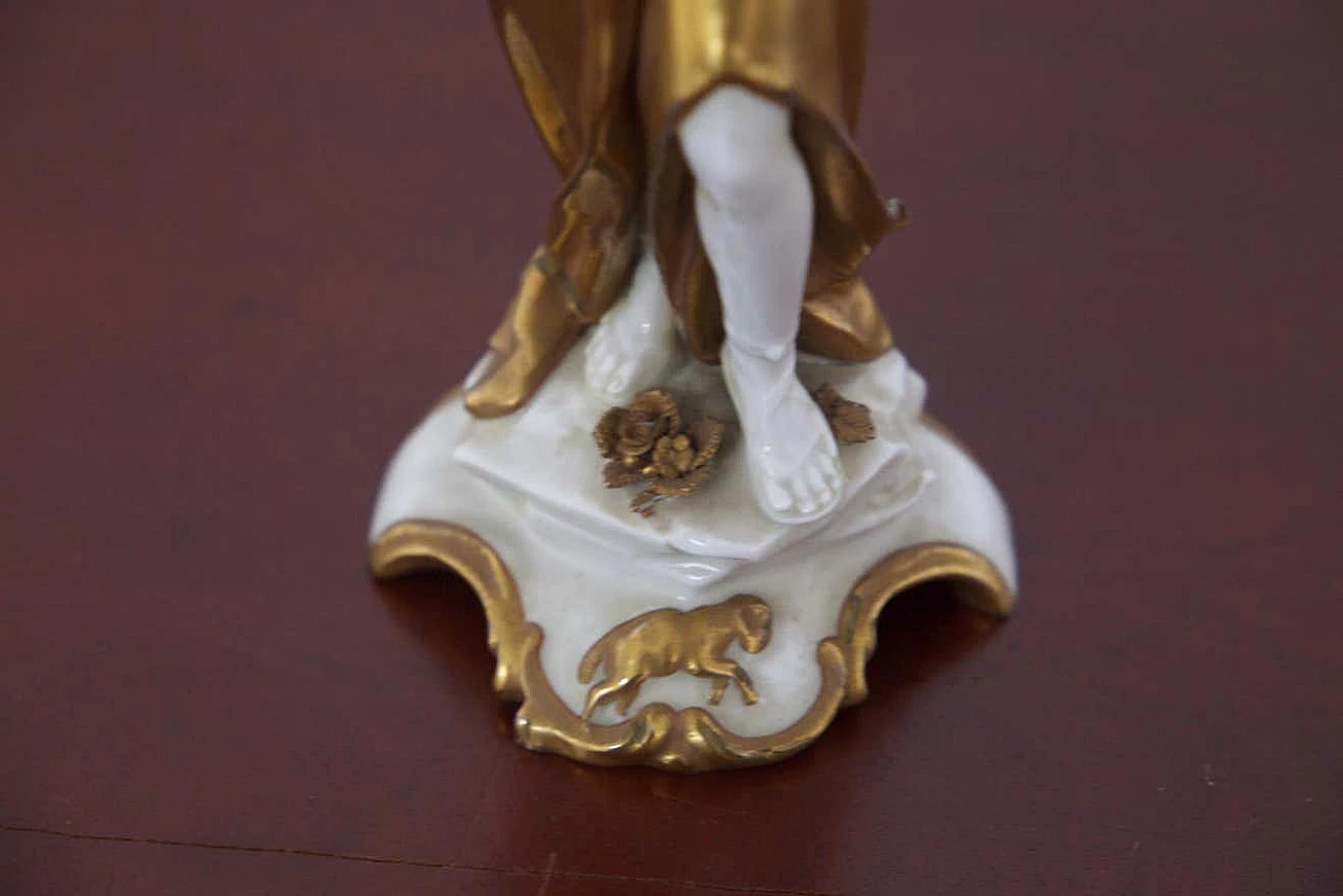 Aries statuette in gilded Capodimonte ceramic, early 20th century 7