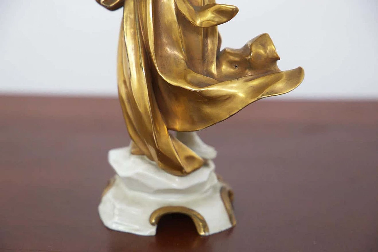 Statuetta Toro in ceramica dorata di Capodimonte, inizio '900 4