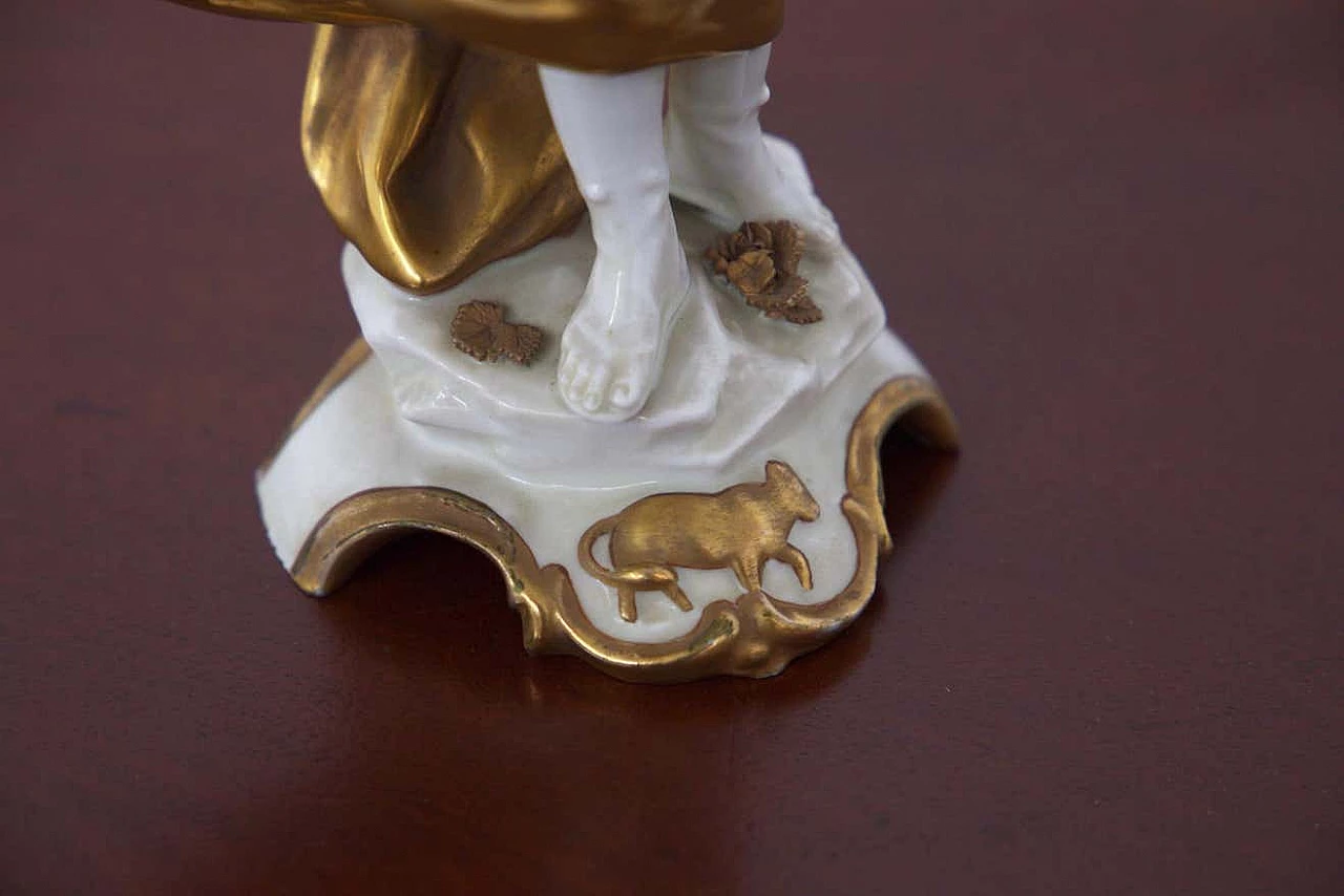 Statuetta Toro in ceramica dorata di Capodimonte, inizio '900 5